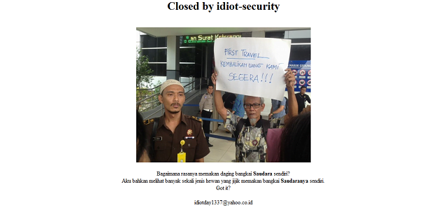 Situs Resmi First Travel Di Hack, Peretas: Bagaimana Rasanya Memakan Daging Bangkai Saudara Sendiri ? Situs Resmi First Travel Di Hack, Peretas: Bagaimana Rasanya Memakan Daging Bangkai Saudara Sendiri ?