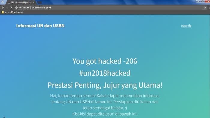 Hari Pertama UNBK, Laman Website Kemdikbud Justru Di Jahili Hacker