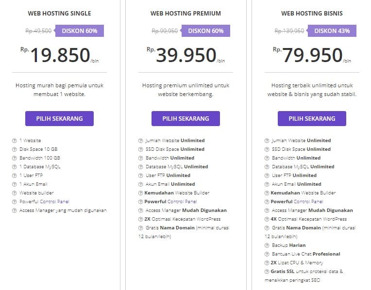 paket web hosting hostinger