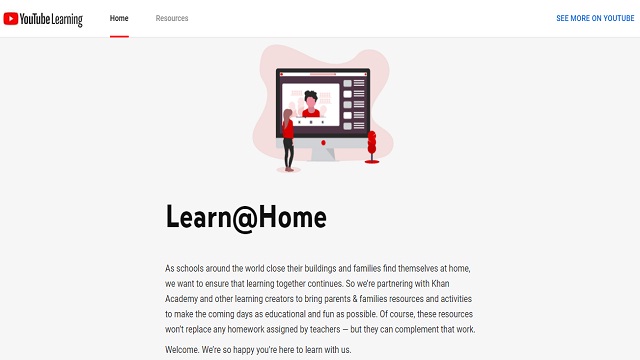 Situs Learn@Home Buatan YouTube Bantu Anak Belajar di Rumah