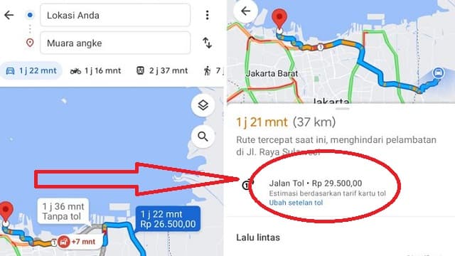 Panduan Cara Cek Tarif Tol Lewat Google Maps