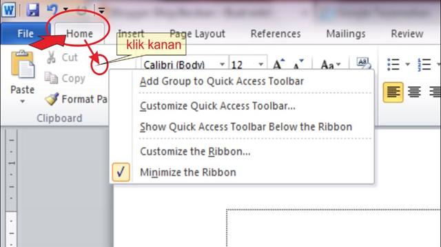 Cara Memunculkan Menu di Word Cara Memunculkan Menu di Word